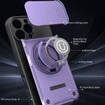 Custodia magnetica per telefono con supporto scorrevole per fotocamera., For iPhone 16 Pro, For iPhone 15 Pro Max, For iPhone 15 Pro, For iPhone 15