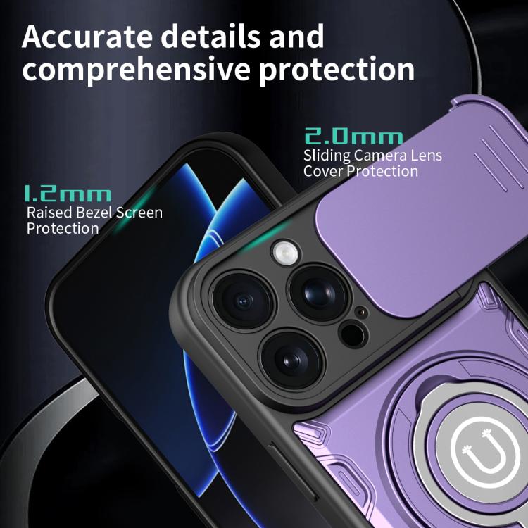 Custodia magnetica per telefono con supporto scorrevole per fotocamera., For iPhone 16 Pro, For iPhone 15 Pro Max, For iPhone 15 Pro, For iPhone 15