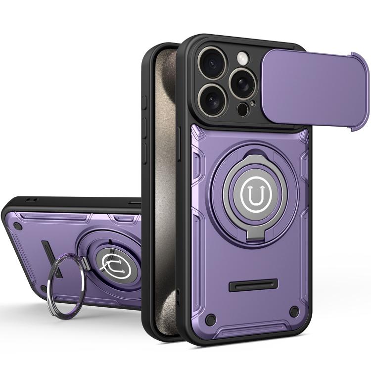 Custodia magnetica per telefono con supporto scorrevole per fotocamera., For iPhone 16 Pro, For iPhone 15 Pro Max, For iPhone 15 Pro, For iPhone 15