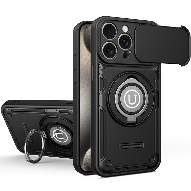 Custodia magnetica per telefono con supporto scorrevole per fotocamera., For iPhone 16 Pro, For iPhone 15 Pro Max, For iPhone 15 Pro, For iPhone 15