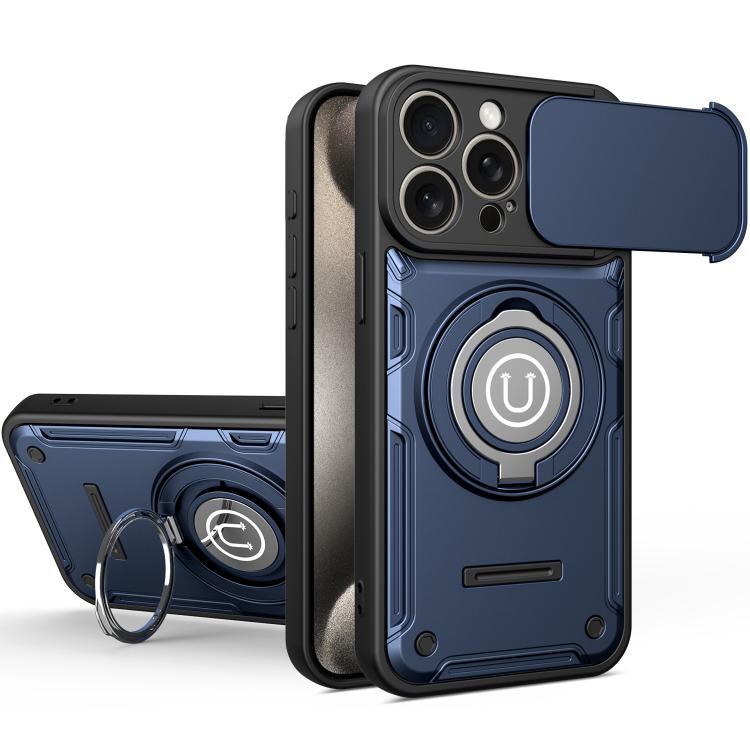 Custodia magnetica per telefono con supporto scorrevole per fotocamera., For iPhone 16 Pro, For iPhone 15 Pro Max, For iPhone 15 Pro, For iPhone 15