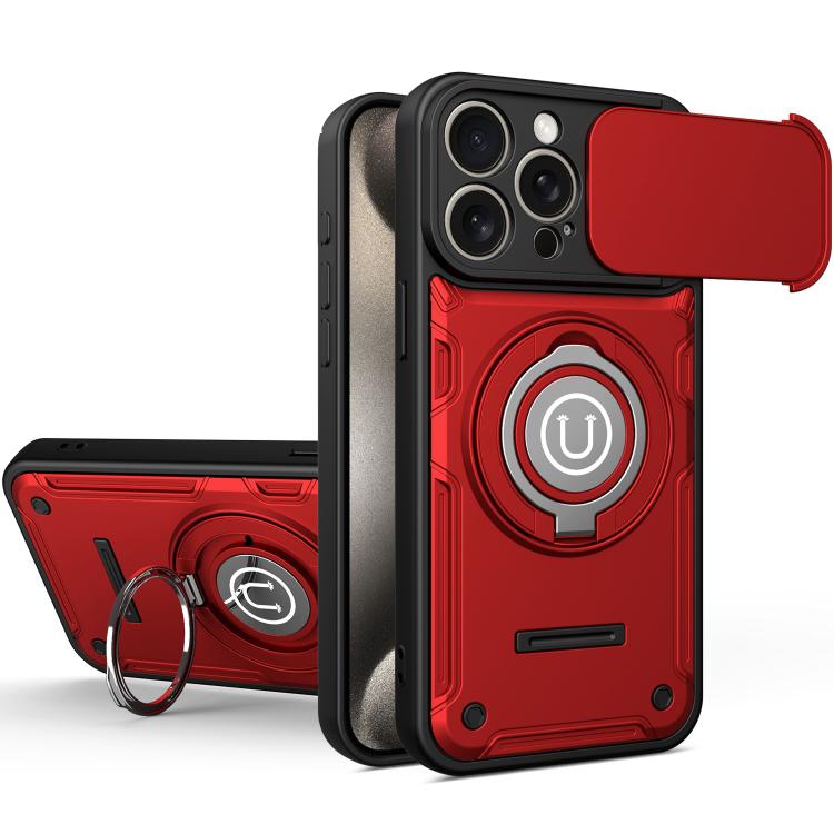 Custodia magnetica per telefono con supporto scorrevole per fotocamera., For iPhone 16 Pro, For iPhone 15 Pro Max, For iPhone 15 Pro, For iPhone 15