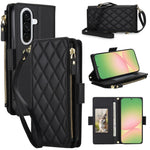 Borsa a tracolla con cerniera e 9 scomparti per carte di credito, custodia per telefono in pelle vegana., For Galaxy A36 / A37 / A56 5G
