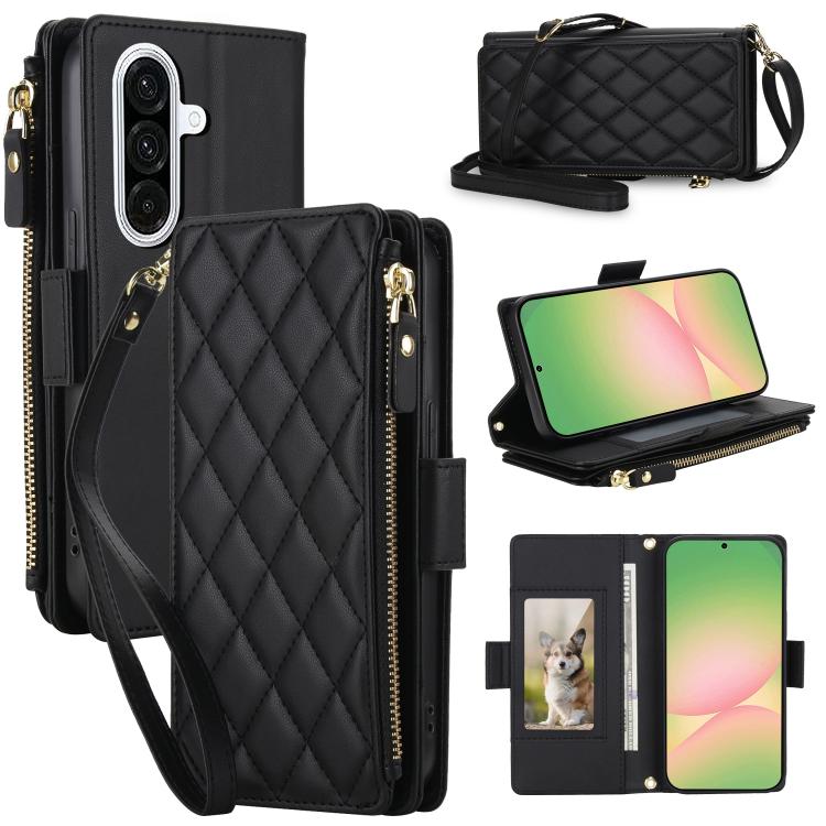 Borsa a tracolla con cerniera e 9 scomparti per carte di credito, custodia per telefono in pelle vegana., For Galaxy A36 / A37 / A56 5G