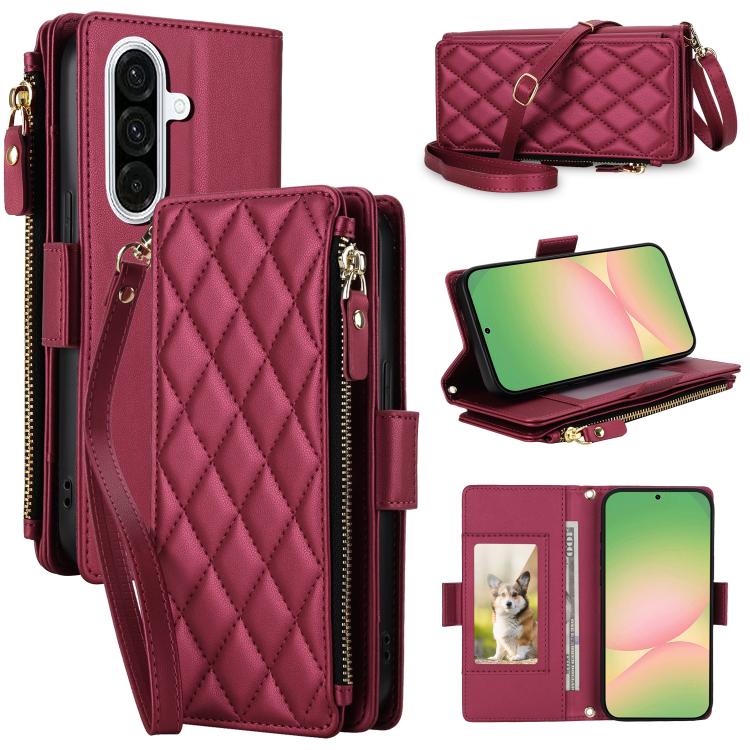 Borsa a tracolla con cerniera e 9 scomparti per carte di credito, custodia per telefono in pelle vegana., For Galaxy A36 / A37 / A56 5G