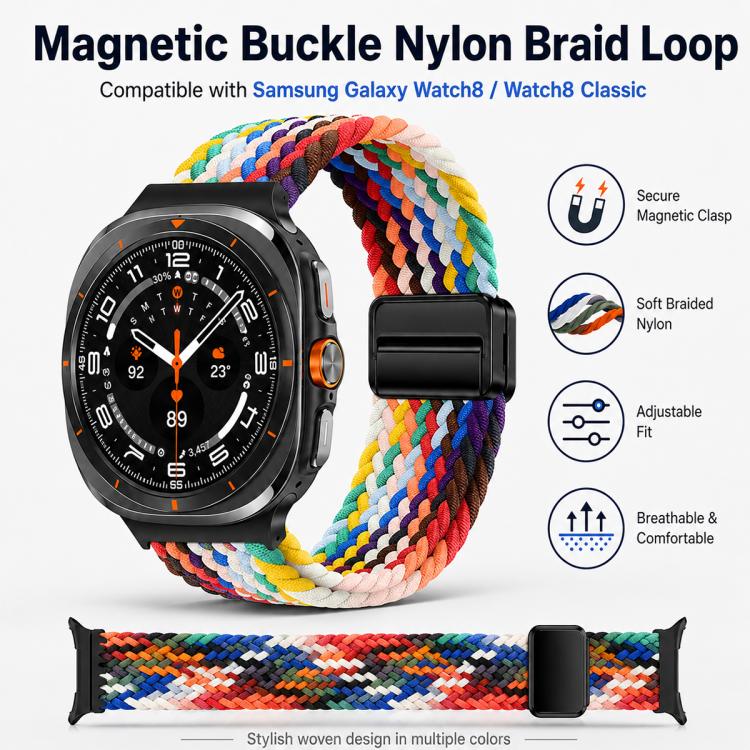 Confezione da 5 cinturini per orologio xDfind con fibbia magnetica e passante in nylon intrecciato., For Galaxy Watch8 / 8 Classic