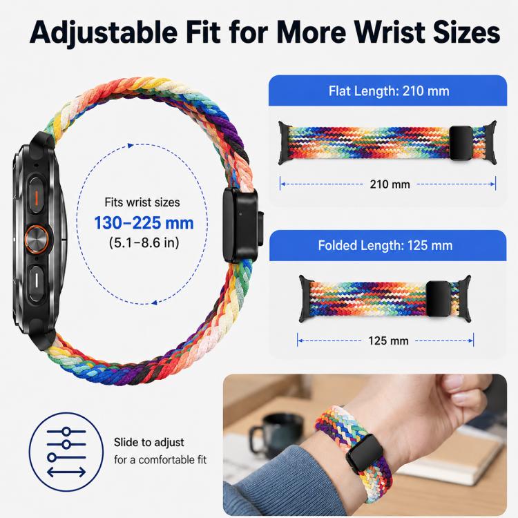 Confezione da 5 cinturini per orologio xDfind con fibbia magnetica e passante in nylon intrecciato., For Galaxy Watch8 / 8 Classic