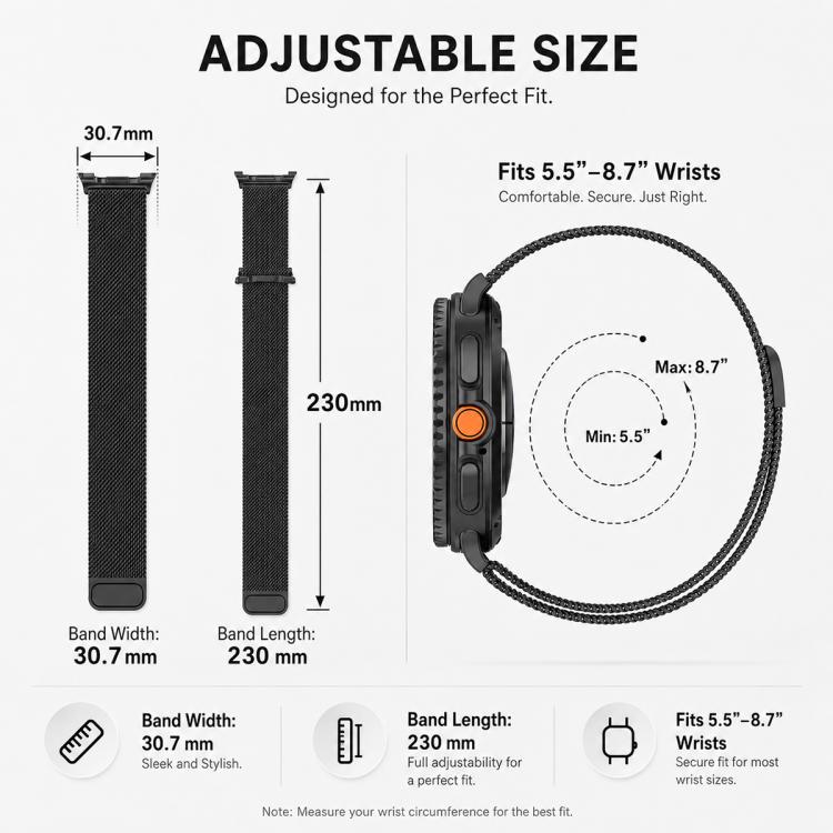 Confezione da 5 cinturini magnetici in metallo Milanese xDfind per orologio, For Galaxy Watch8 / 8 Classic