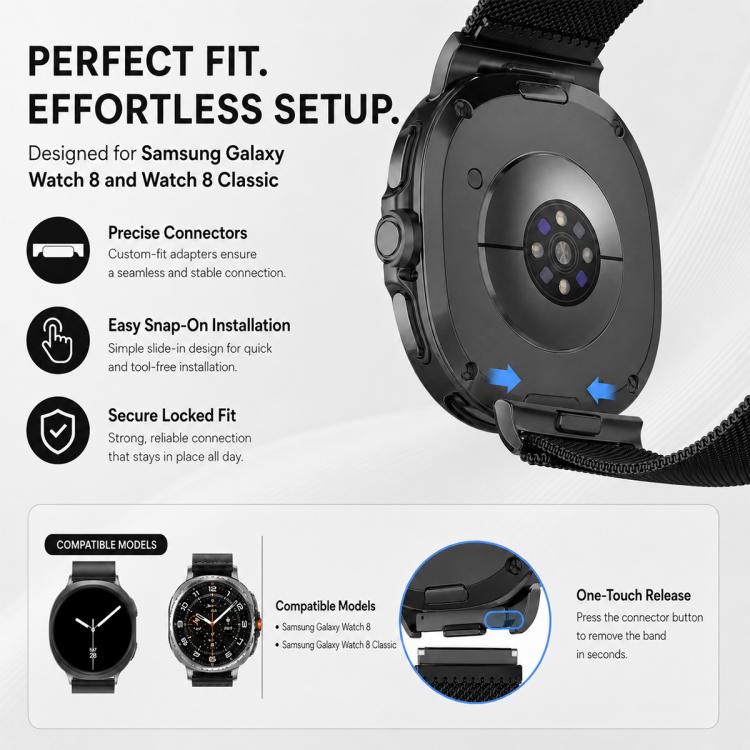 Confezione da 5 cinturini magnetici in metallo Milanese xDfind per orologio, For Galaxy Watch8 / 8 Classic
