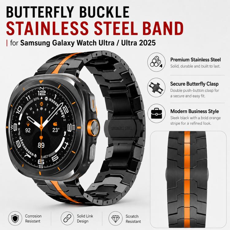 Confezione da 5 cinturini per orologio in acciaio inossidabile con fibbia a farfalla xDfin, For Galaxy Watch Ultra / Ultra 2025, For Galaxy Watch8 / 8 Classic
