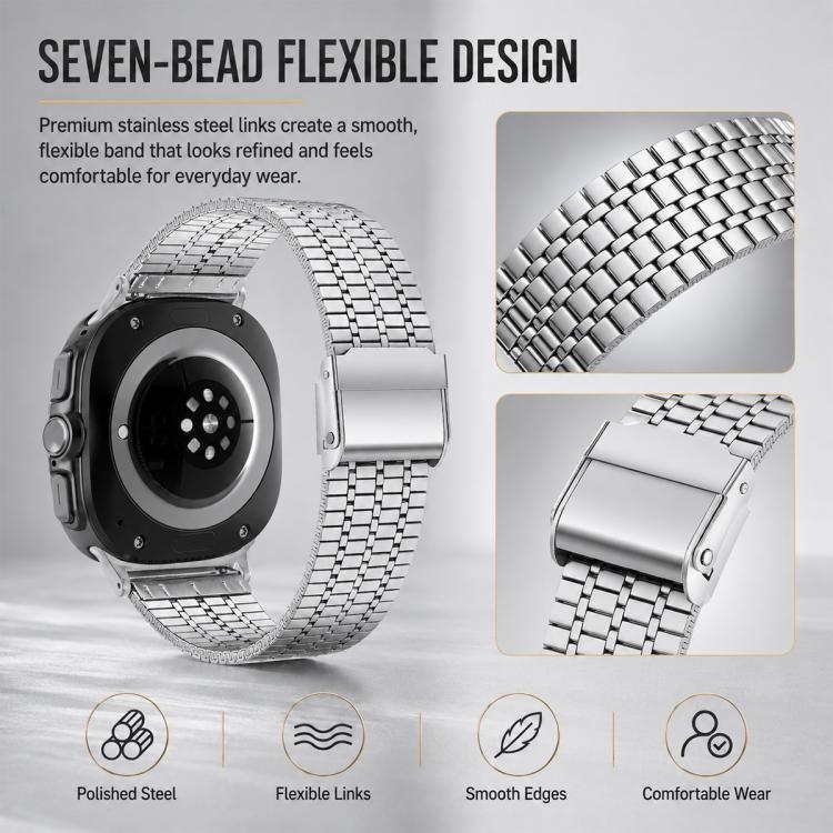 Confezione da 5 cinturini per orologio in acciaio inossidabile con fibbia a sette perline xDfind, For Galaxy Watch8 / 8 Classic