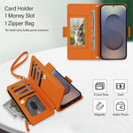 Borsa a tracolla con cerniera e 9 scomparti per carte di credito, custodia per telefono in pelle vegana., For Galaxy S26 Ultra 5G, For Galaxy S25 Ultra 5G, For Galaxy S24 Ultra 5G