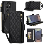 Borsa a tracolla con cerniera e 9 scomparti per carte di credito, custodia per telefono in pelle vegana., For Galaxy S26 Ultra 5G, For Galaxy S25 Ultra 5G, For Galaxy S24 Ultra 5G