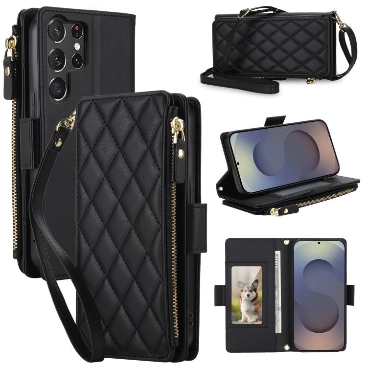 Borsa a tracolla con cerniera e 9 scomparti per carte di credito, custodia per telefono in pelle vegana., For Galaxy S26 Ultra 5G, For Galaxy S25 Ultra 5G, For Galaxy S24 Ultra 5G