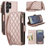 Borsa a tracolla con cerniera e 9 scomparti per carte di credito, custodia per telefono in pelle vegana., For Galaxy S26 Ultra 5G, For Galaxy S25 Ultra 5G, For Galaxy S24 Ultra 5G