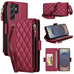 Borsa a tracolla con cerniera e 9 scomparti per carte di credito, custodia per telefono in pelle vegana., For Galaxy S26 Ultra 5G, For Galaxy S25 Ultra 5G, For Galaxy S24 Ultra 5G