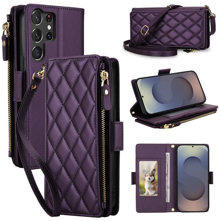 Borsa a tracolla con cerniera e 9 scomparti per carte di credito, custodia per telefono in pelle vegana., For Galaxy S26 Ultra 5G, For Galaxy S25 Ultra 5G, For Galaxy S24 Ultra 5G