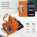 Borsa a tracolla con cerniera e 9 scomparti per carte di credito, custodia per telefono in pelle vegana., For iPhone 17 Pro Max, For iPhone 17 Pro, For iPhone 16 Pro Max