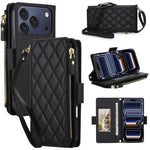 Borsa a tracolla con cerniera e 9 scomparti per carte di credito, custodia per telefono in pelle vegana., For iPhone 17 Pro Max, For iPhone 17 Pro, For iPhone 16 Pro Max