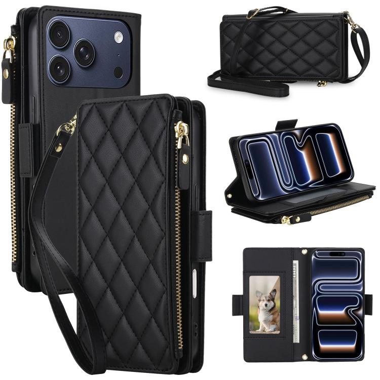 Borsa a tracolla con cerniera e 9 scomparti per carte di credito, custodia per telefono in pelle vegana., For iPhone 17 Pro Max, For iPhone 17 Pro, For iPhone 16 Pro Max