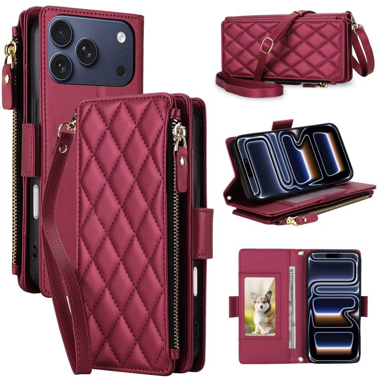 Borsa a tracolla con cerniera e 9 scomparti per carte di credito, custodia per telefono in pelle vegana., For iPhone 17 Pro Max, For iPhone 17 Pro, For iPhone 16 Pro Max