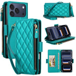 Borsa a tracolla con cerniera e 9 scomparti per carte di credito, custodia per telefono in pelle vegana., For iPhone 17 Pro Max, For iPhone 17 Pro, For iPhone 16 Pro Max