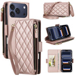 Borsa a tracolla con cerniera e 9 scomparti per carte di credito, custodia per telefono in pelle vegana., For iPhone 17 Pro Max, For iPhone 17 Pro, For iPhone 16 Pro Max