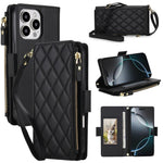 Borsa a tracolla con cerniera e 9 scomparti per carte di credito, custodia per telefono in pelle vegana., For iPhone 17 Pro Max, For iPhone 17 Pro, For iPhone 16 Pro Max