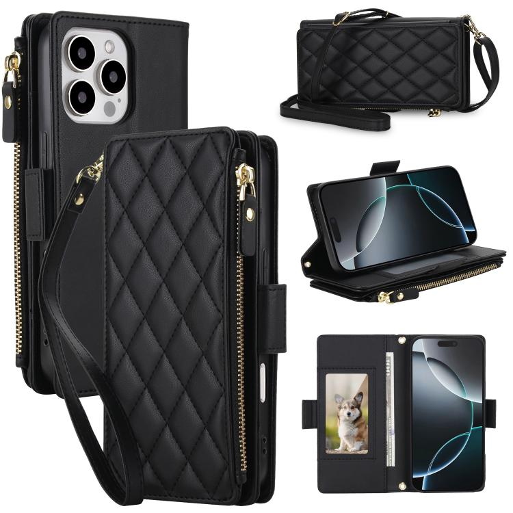 Borsa a tracolla con cerniera e 9 scomparti per carte di credito, custodia per telefono in pelle vegana., For iPhone 17 Pro Max, For iPhone 17 Pro, For iPhone 16 Pro Max