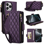 Borsa a tracolla con cerniera e 9 scomparti per carte di credito, custodia per telefono in pelle vegana., For iPhone 17 Pro Max, For iPhone 17 Pro, For iPhone 16 Pro Max