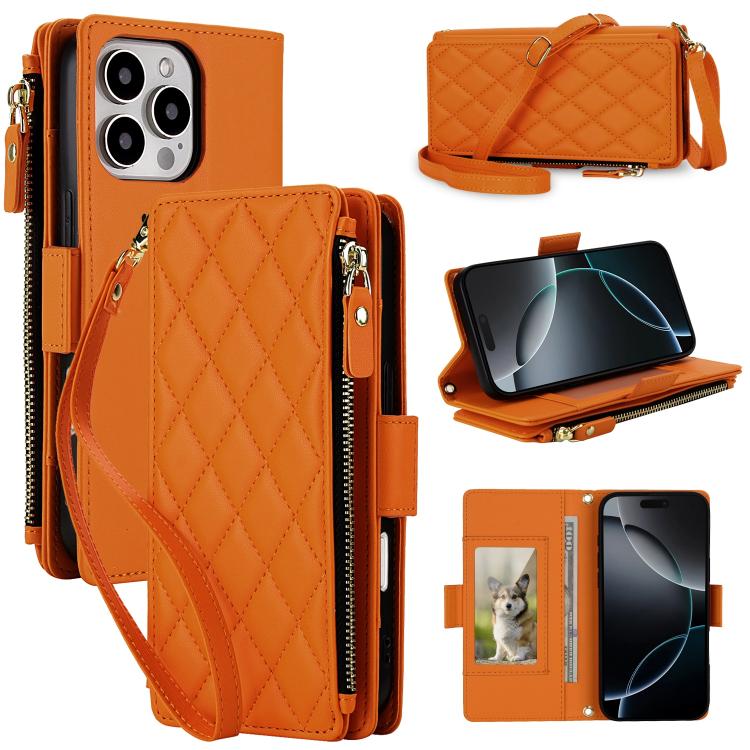 Borsa a tracolla con cerniera e 9 scomparti per carte di credito, custodia per telefono in pelle vegana., For iPhone 16 Pro, For iPhone 15 Pro Max, For iPhone 15 Pro