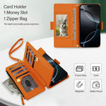 Borsa a tracolla con cerniera e 9 scomparti per carte di credito, custodia per telefono in pelle vegana., For iPhone 16 Pro, For iPhone 15 Pro Max, For iPhone 15 Pro