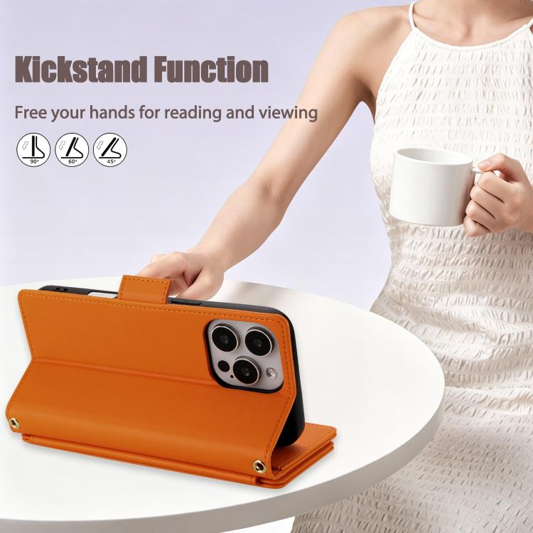 Borsa a tracolla con cerniera e 9 scomparti per carte di credito, custodia per telefono in pelle vegana., For iPhone 16 Pro, For iPhone 15 Pro Max, For iPhone 15 Pro