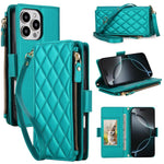 Borsa a tracolla con cerniera e 9 scomparti per carte di credito, custodia per telefono in pelle vegana., For iPhone 16 Pro, For iPhone 15 Pro Max, For iPhone 15 Pro