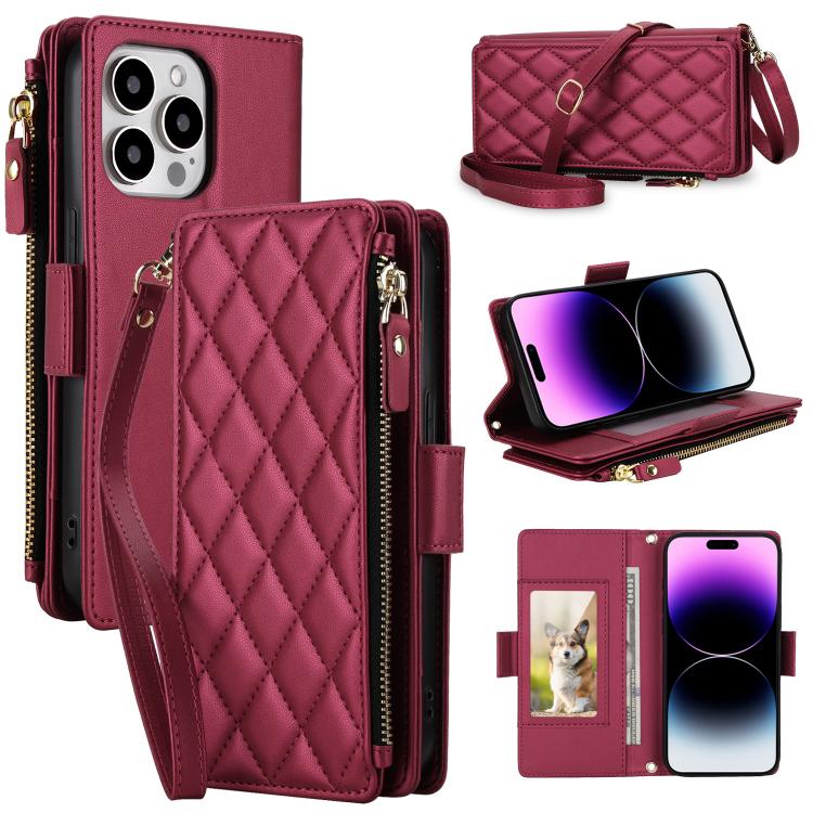 Borsa a tracolla con cerniera e 9 scomparti per carte di credito, custodia per telefono in pelle vegana., For iPhone 14 Pro, For iPhone 14 Pro Max, For iPhone 13 Pro Max