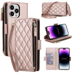 Borsa a tracolla con cerniera e 9 scomparti per carte di credito, custodia per telefono in pelle vegana., For iPhone 14 Pro, For iPhone 14 Pro Max, For iPhone 13 Pro Max