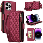 Borsa a tracolla con cerniera e 9 scomparti per carte di credito, custodia per telefono in pelle vegana., For iPhone 14 Pro, For iPhone 14 Pro Max, For iPhone 13 Pro Max