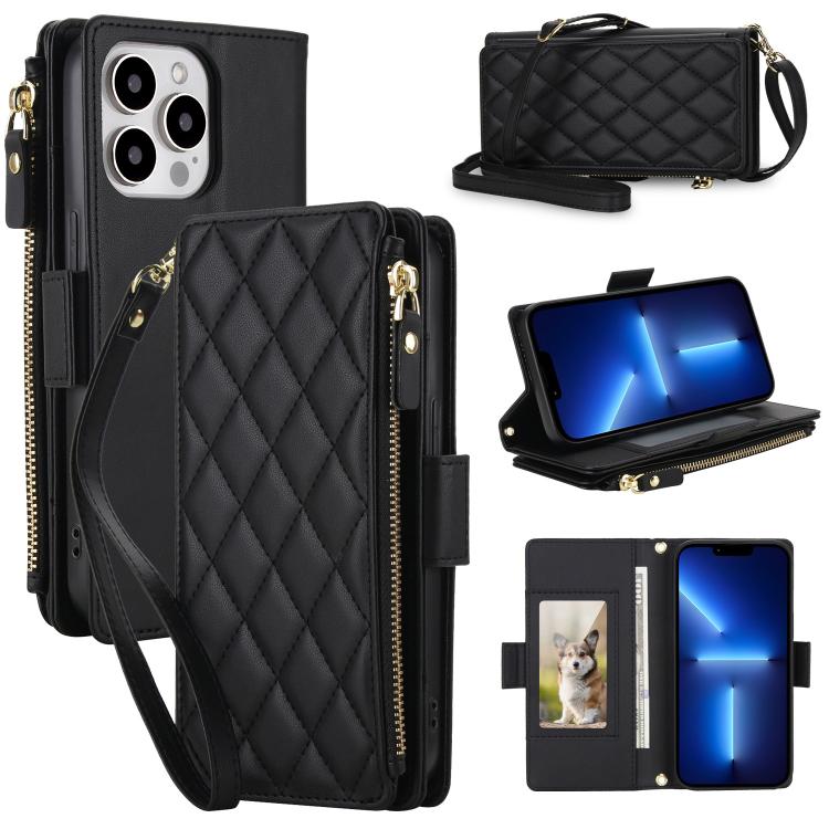Borsa a tracolla con cerniera e 9 scomparti per carte di credito, custodia per telefono in pelle vegana., For iPhone 14 Pro, For iPhone 14 Pro Max, For iPhone 13 Pro Max