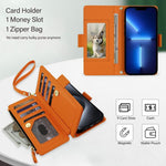 Borsa a tracolla con cerniera e 9 scomparti per carte di credito, custodia per telefono in pelle vegana., For iPhone 13 Pro, For iPhone 12 Pro Max