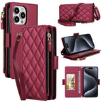 Borsa a tracolla con cerniera e 9 scomparti per carte di credito, custodia per telefono in pelle vegana., For iPhone 13 Pro, For iPhone 12 Pro Max