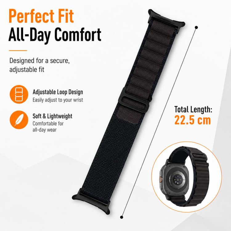 Confezione da 5 cinturini per orologio in nylon con fibbia nera xDfind, For Galaxy Watch Ultra / Ultra 2025, For Galaxy Watch8 / 8 Classic