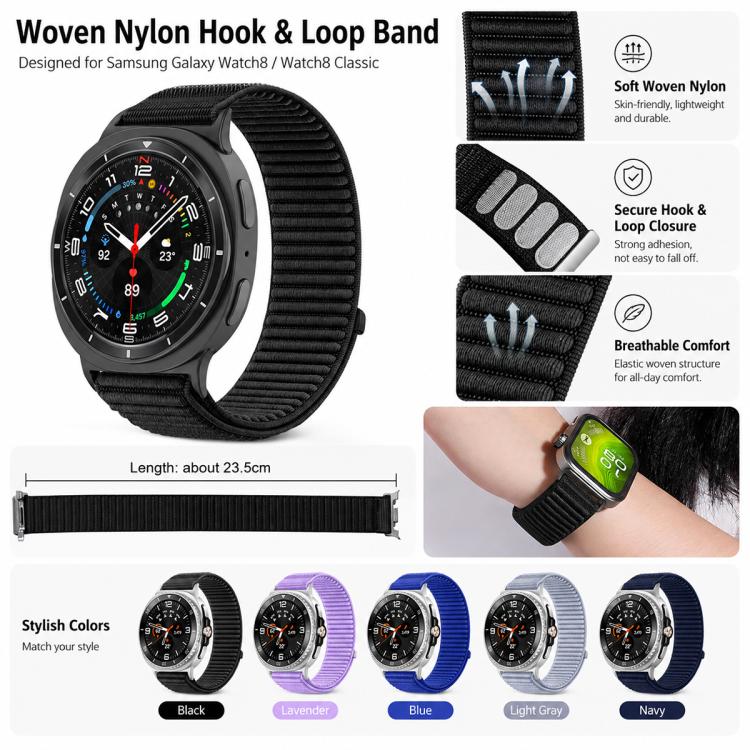 Confezione da 5 cinturini per orologio xDfind in nylon intrecciato con chiusura a strappo, For Galaxy Watch8 / 8 Classic