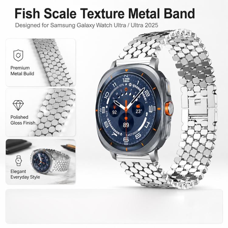 Confezione da 4 cinturini per orologio in metallo con texture a squame di pesce xDfin, For Galaxy Watch Ultra / Ultra 2025, For Galaxy Watch8 / 8 Classic