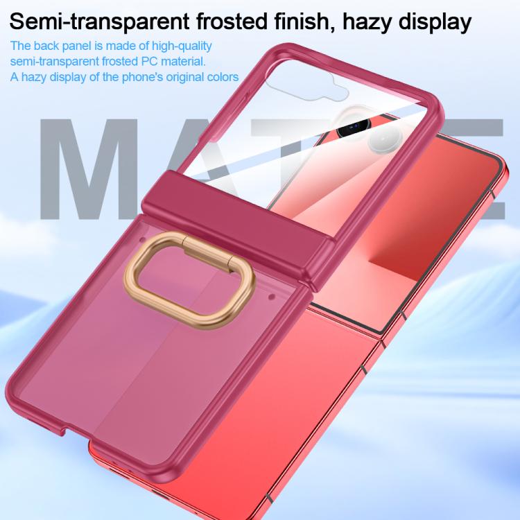 Custodia per telefono integrata con finitura opaca effetto pelle e anello di supporto., For Galaxy Z Flip7 5G