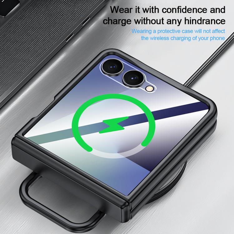 Custodia per telefono integrata con finitura opaca effetto pelle e anello di supporto., For Galaxy Z Flip7 5G