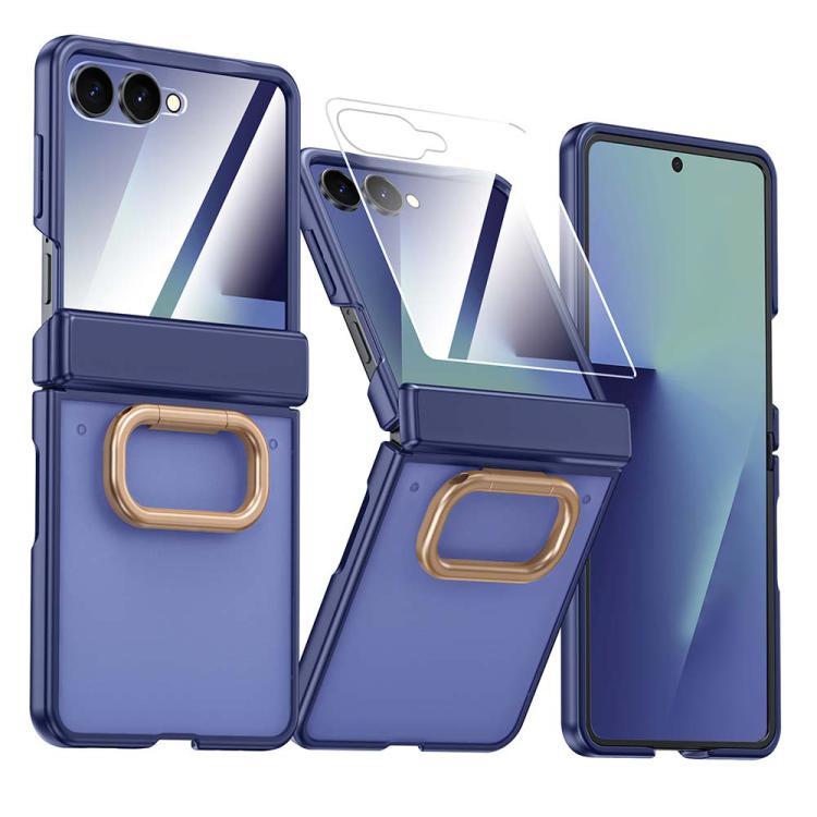 Custodia per telefono integrata con finitura opaca effetto pelle e anello di supporto., For Galaxy Z Flip7 5G