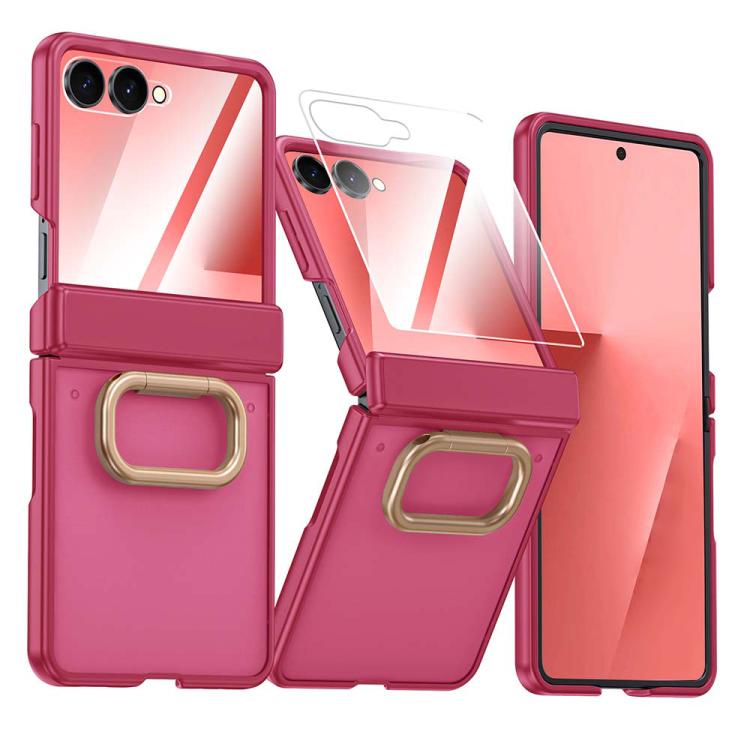 Custodia per telefono integrata con finitura opaca effetto pelle e anello di supporto., For Galaxy Z Flip7 5G