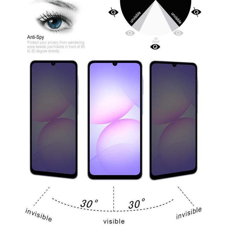 25 pezzi di pellicola in vetro temperato anti-spia ad alta trasparenza a copertura totale, For Galaxy A07 4G