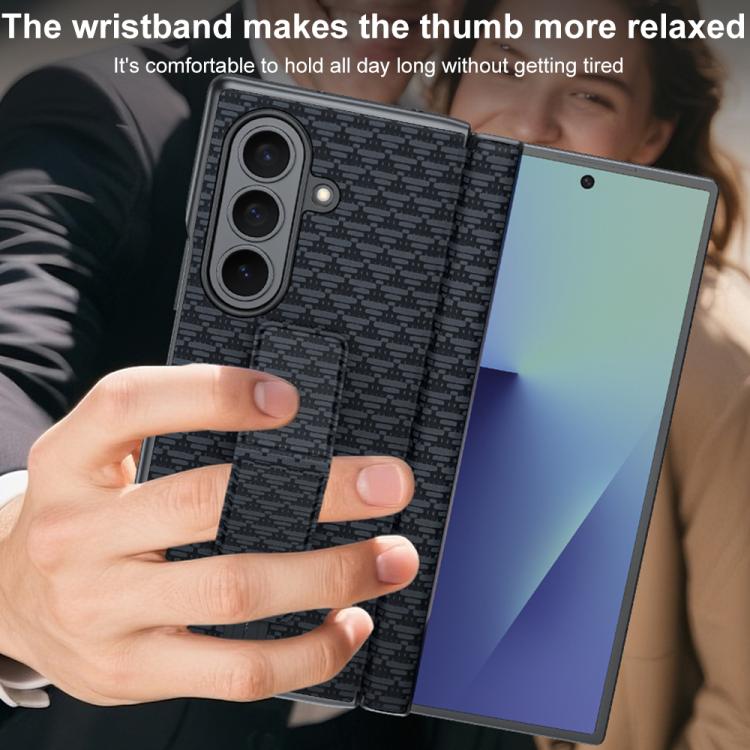 Custodia per telefono con cinturino da polso in ecopelle., For Galaxy Z Fold7 5G