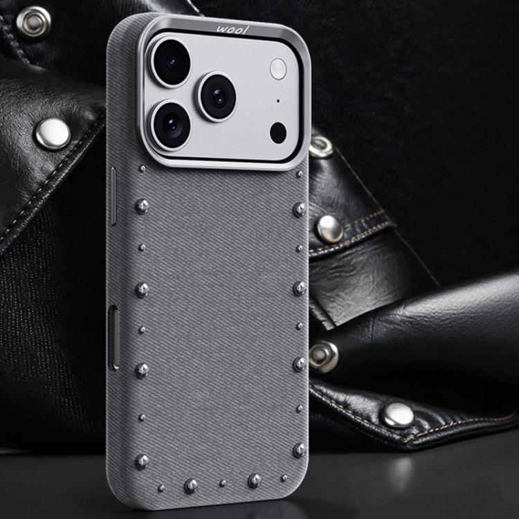 Custodia magnetica per telefono a copertura totale con texture denim della serie Rivet., For iPhone 17 Pro Max, For iPhone 17 Pro, For iPhone 17, For iPhone Air